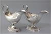 A pair of late 18th/early 19th century Belgian? silver pedestal sauce boats, 19.5 oz.                                                  