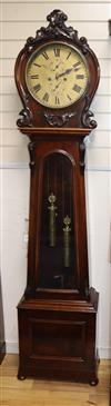 A mid 19th century Scottish eight day mahogany longcase clock H.215cm                                                                  