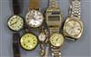 A 9ct Buren gent's wristwatch, two 9ct lady's watches, two silver watches and two others (7)                                           