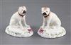 A pair of Derby figures of pug dogs, c.1760-5, h. 7cm, tails lacking                                                                   