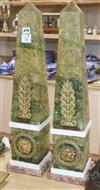 A pair of simulated felspar and marble obelisks height 70cm                                                                            