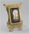 G. Roccheggiani of Roma. A 19th century ormolu and micro mosaic easel photograph frame, H.6in. plaque 3 x 1.75in.                      