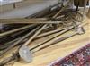 A collection of Victorian and Edwardian long handled hay forks, rakes, drain spade, etc.                                               