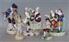 A group of five Continental porcelain figures                                                                                          