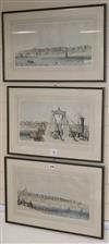 A set of three Day & Son coloured lithographs, Panorama of the Seafront at Brighton, 1839, 24 x 44cm                                   