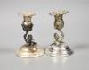 A pair of continental 830 white metal dwarf candlesticks, with foliate stems, height 12.3cm                                                                                                                                 