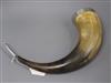 A white metal mounted cow horn, 19th century                                                                                           