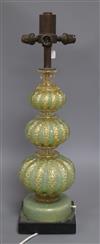 A Venetian glass table lamp overall height 59cm                                                                                        