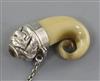 A 19th century silver mounted horn 'snuff mull' vinaigrette, unmarked,                                                                 