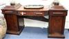 A William IV mahogany pedestal bowfront sideboard, with frieze drawer, the pedestals each with a door flanked W.202cm                  