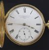 A Victorian 18ct gold half hunter pocket watch, by The Goldsmiths Alliance, London,                                                    