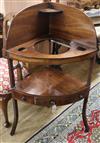 A George III mahogany corner washstand W.72cm                                                                                          