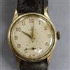 A gentleman's early 1940's 9ct gold Omega manual wind wrist watch.                                                                     