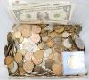 A collection of coins and bank notes                                                                                                                                                                                        