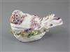 A Derby 'pigeon' tureen and cover, c.1760, l. 17cm                                                                                     