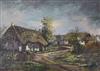 Searing, oil on canvas, Thatched cottages, signed 50 x 70cm unframed                                                                   