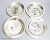 Four modern silver plates, two decorated with animals after Bernard Buffet, one after Peter Scott, 20.2cm                                                                                                                   