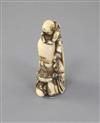 A Japanese ivory netsuke of Fukurokuju and a boy, 19th century, signed Minkoku, 6cm high (no.591)                                      