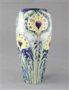 A Moorcroft Macintyre Florian ware tapered baluster vase, stylised peacock feather design, 25cm                                        