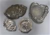 Four Art Nouveau pewter dishes (two of which are WMF)                                                                                  