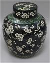 A Chinese famille noire jar 22cm                                                                                                       