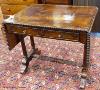 A 19th-century French rosewood sofa table, 86 cm wide with the leaves down, 61.5 cm deep, 75 cm high                                                                                                                        