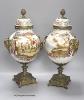 A pair of 19th century German ormolu mounted porcelain jars and covers, 41cm                                                                                                                                                