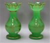 A pair of Victorian green glass vases H.20cm                                                                                           