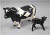 A Beswick Friesian bull 'Ch. Coddington Hilt Bar', no. 1439A and an Aberdeen Angus calf, no. 1406A                                     