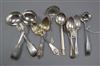 A pair of American sterling silver preserve spoons, a George III Scottish sauce ladle, a Victorian sifter ladle and three teaspoons etc