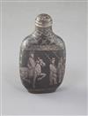 A Chinese iron and silver inlaid snuff bottle, late 19th/early 20th century, 7.3cm including stopper (no. 795)                         