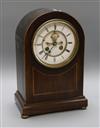 A French inlaid mahogany mantel clock height 38cm                                                                                      