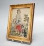 A framed Victorian petit point depicting a girl and dog, 19.5x14cm excl frame                                                                                                                                               