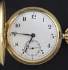 A 1940's 18ct gold hunter keyless lever pocket watch,                                                                                  