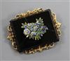 A late 19th century yellow metal mounted micro mosaic brooch decorated with flowers (a.f.), 57mm.                                      