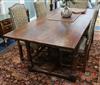 An early 17th century style oak refectory table W.213cm                                                                                