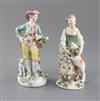 A near pair of Derby figures a shepherd and shepherdess, c. 1760, h. 15.5cm, some restoration                                          