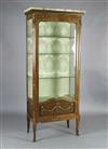 A late 19th century French Transitional style ormolu mounted kingwood and parquetry vitrine, in the manner of Linke, W.2ft 4in. D.1ft 3