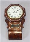 Barnby & Rust, Market Place, Hull. An early Victorian mother of pearl inset rosewood drop dial wall clock, 28in.                       