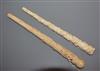 Two Chinese ivory parasol handles, late 19th century Longest 25cm                                                                      