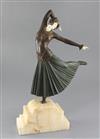 Dimitri Chiparus (1886-1947). An early 20th century French ivory, patinated and cold painted bronze figure 'La Danseuse Ayouta', height