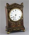 A Regency brass inset mahogany mantel timepiece, 9.75in.                                                                               