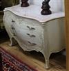 A Louis XVI style marble topped and painted bombe commode w.122cm                                                                      