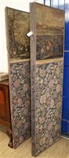 A tapestry four fold dressing screen W.162cm                                                                                           