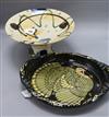 Sandy Brown (b. 1946), a ceramic comport and a 1989 studio pottery oval 'Turkey' dish,                                                 