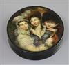 Attributed to Samuel Raven (1775-1847). A finely painted papier mache snuff box, decorated with 'The Miniature' after 4in.             