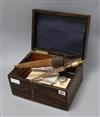 A rosewood box, jewellery boxes, daggers etc                                                                                           