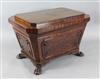 A late Regency mahogany large sarcophagus shaped wine cooler, W.3ft 4in.                                                               