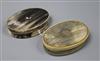 Two Victorian oval horn snuff boxes length 9.5cm                                                                                       