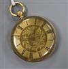 A 19th century Swiss 18k yellow metal open face pocket watch,                                                                          